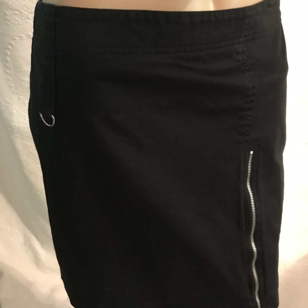 Cool Dahlia Casual Black Cotton Zipper Skirt Sz 6